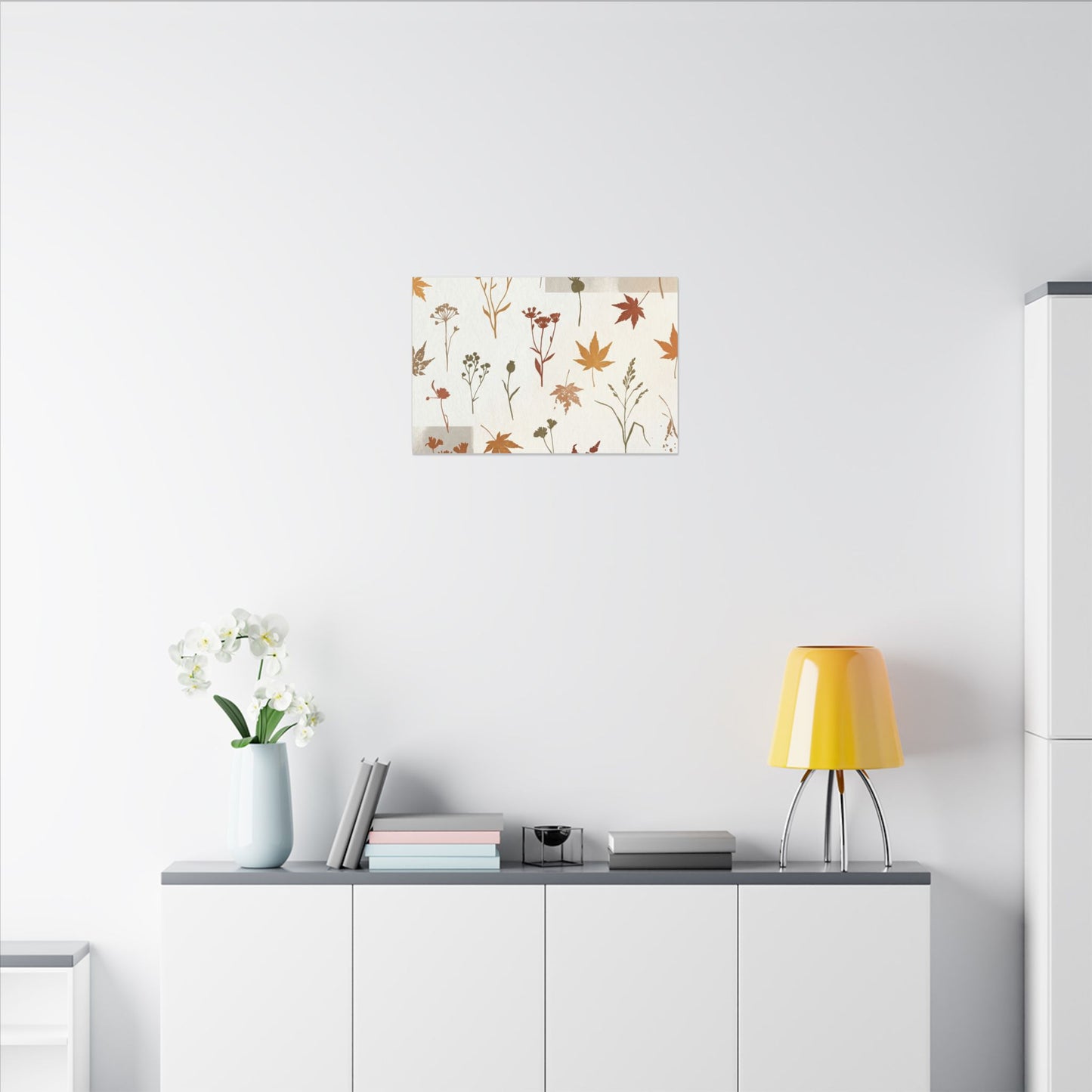 Autumn Dried Flowers Japanese Pattern Canvas Art | Elegant Decor