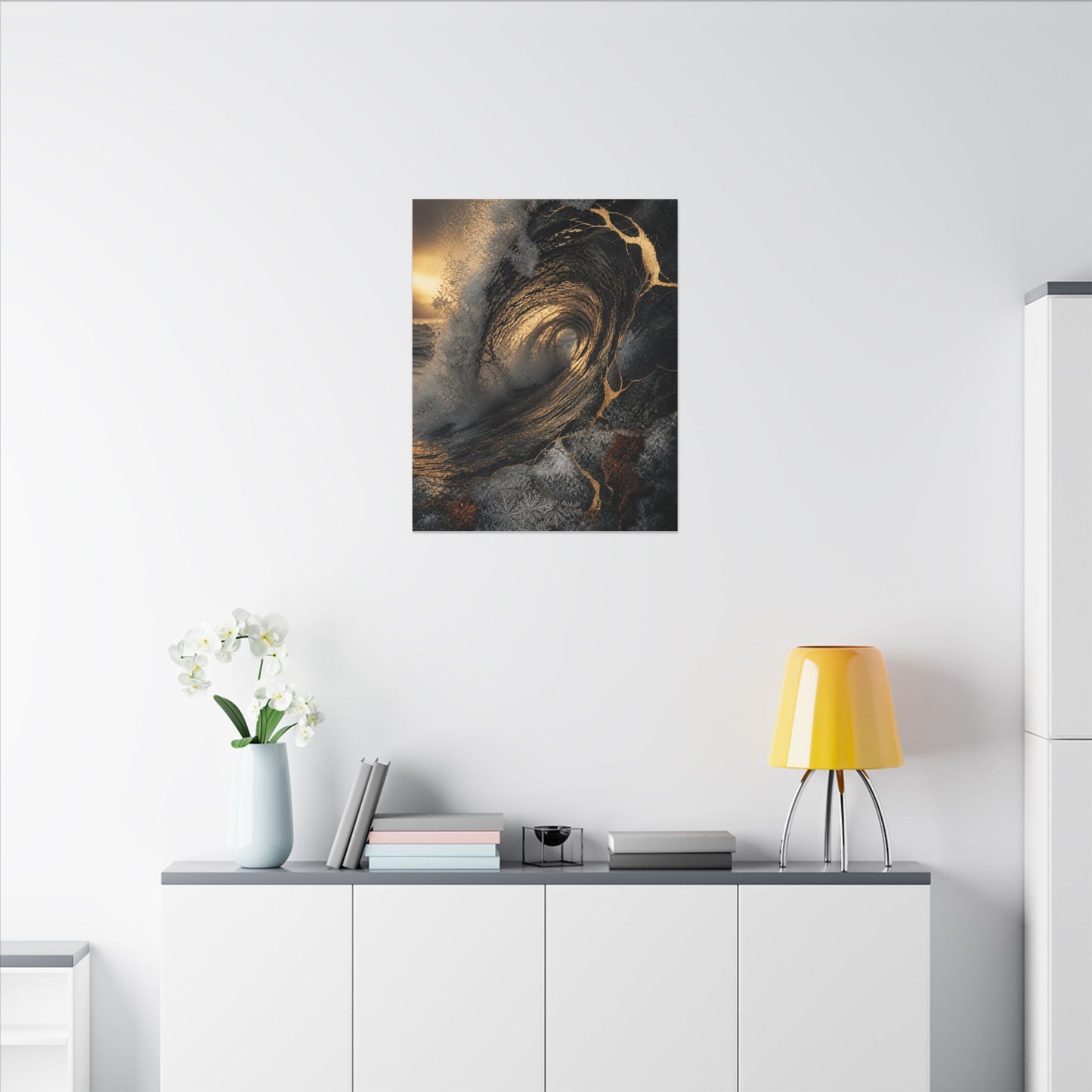 Kanso Ocean Wave Canvas Art - Kintsugi Gold Vein