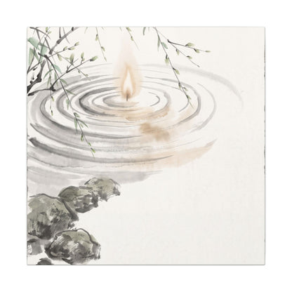 Water Ripple Sumi E Canvas Art | Tranquil Zen Art