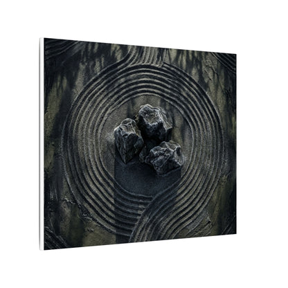 Moody Rock Garden Canvas Art - Dark Texture Dark Japandi