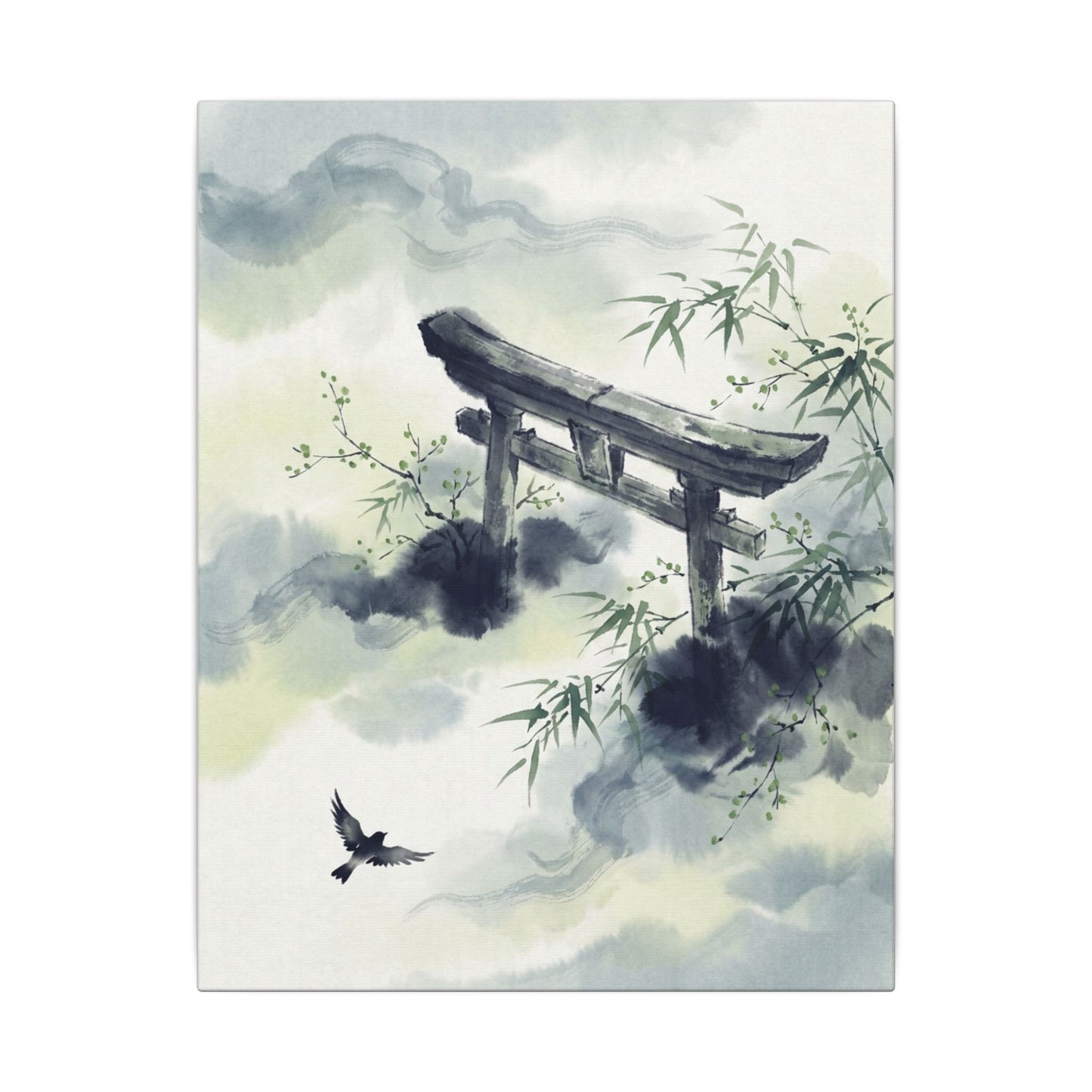 Torii Gate Sumi E Canvas Art | Serene Zen Art
