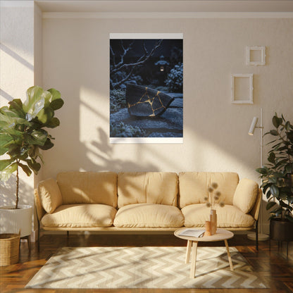 Moonlit Garden Winter Canvas Art | Kintsugi Artful Design