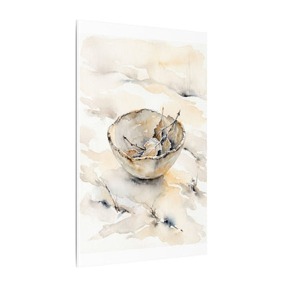 Ceramic Bowl Canvas Art | Winter Japandi Watercolor Art