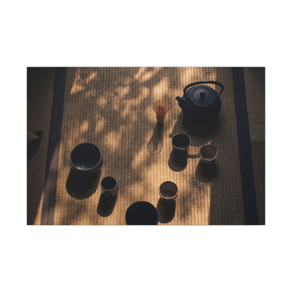 Shibui Tea Ceremony Canvas Art - Dark Japandi Shadow Zen
