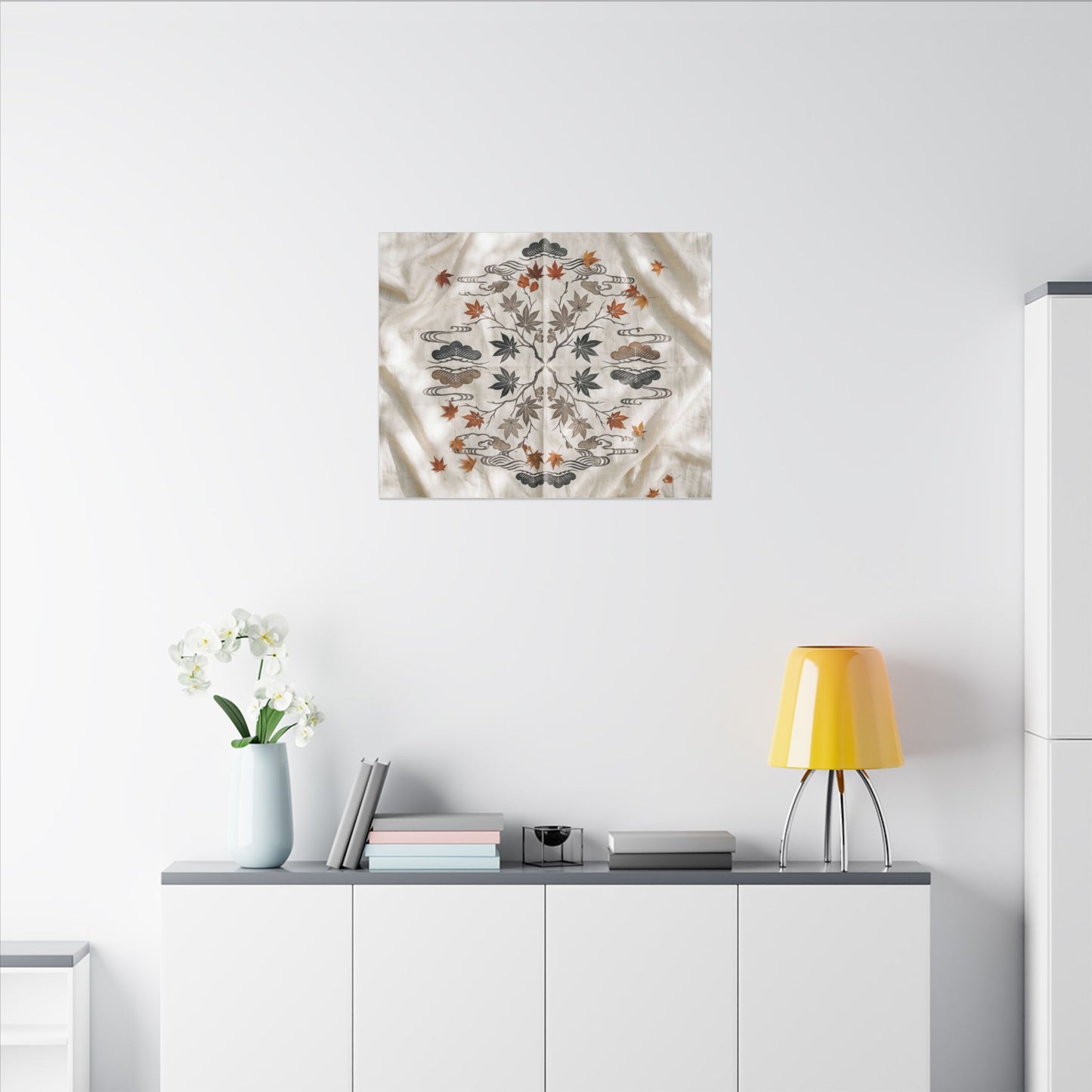 Elegant Silk Drape Canvas Art - Japanese Pattern Japandi