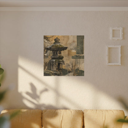 Elegant Stone Lantern Canvas Art - Texture Japandi