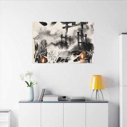 Candlelight Torii Gate Canvas Art - Zen Datsuzoku