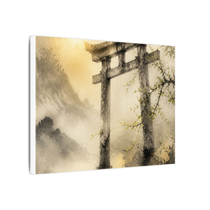 Spring Torii Gate Sumi E Canvas Art | Tranquil Decor