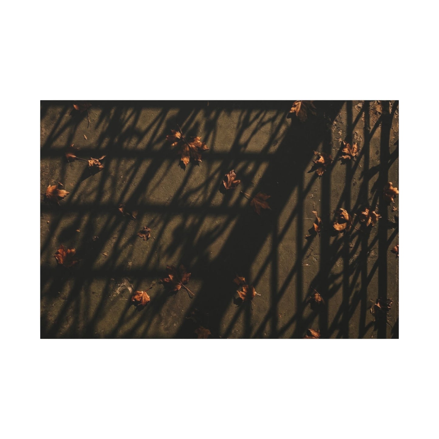 Dark Japandi Shadow Play in Golden Hour | Moody Minimal Canvas Art