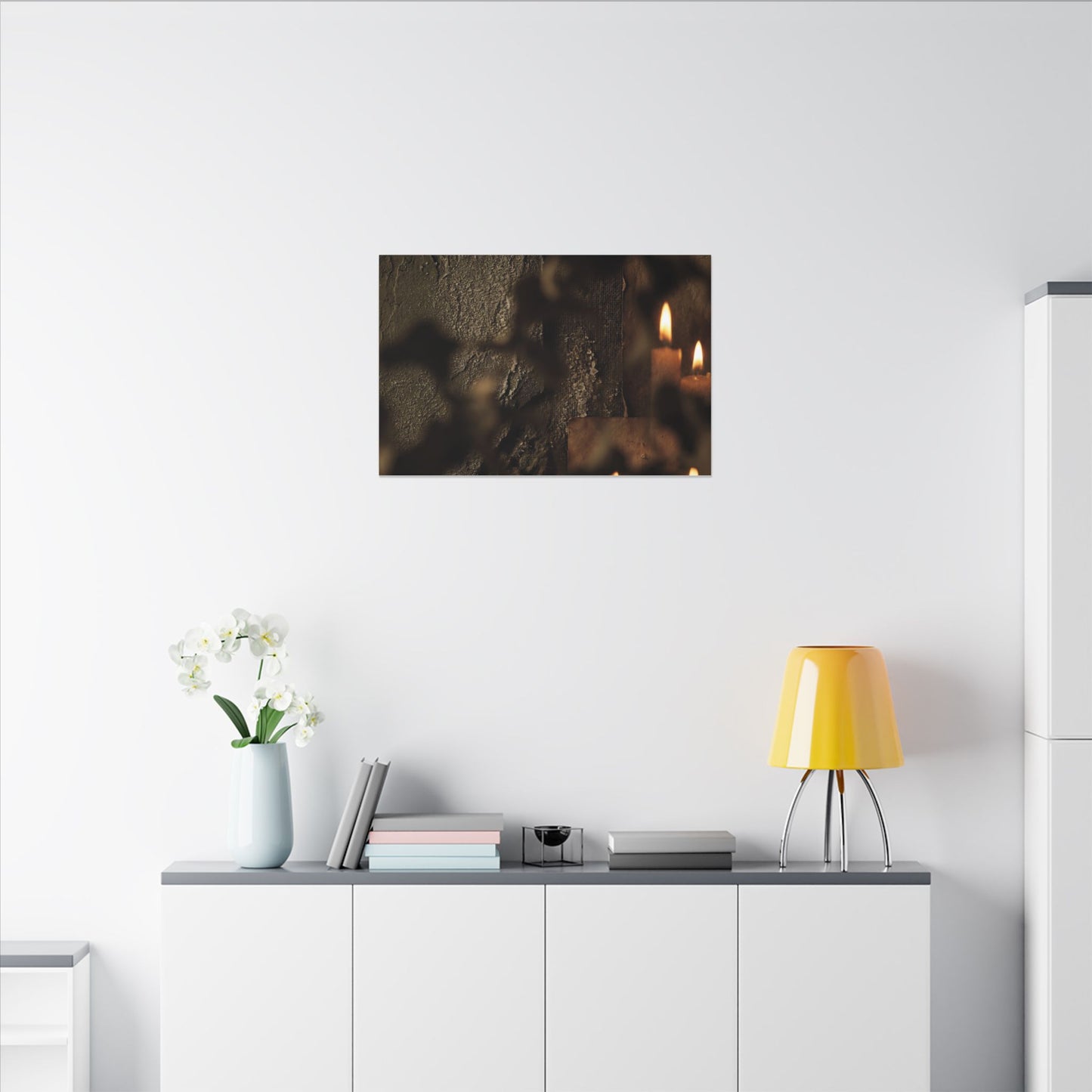 Shadow Play Dark Texture Canvas Art | Moody Dark Japandi Art