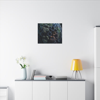 Wild Mushrooms Moody Minimal Canvas Art | Moody Dark Japandi Art