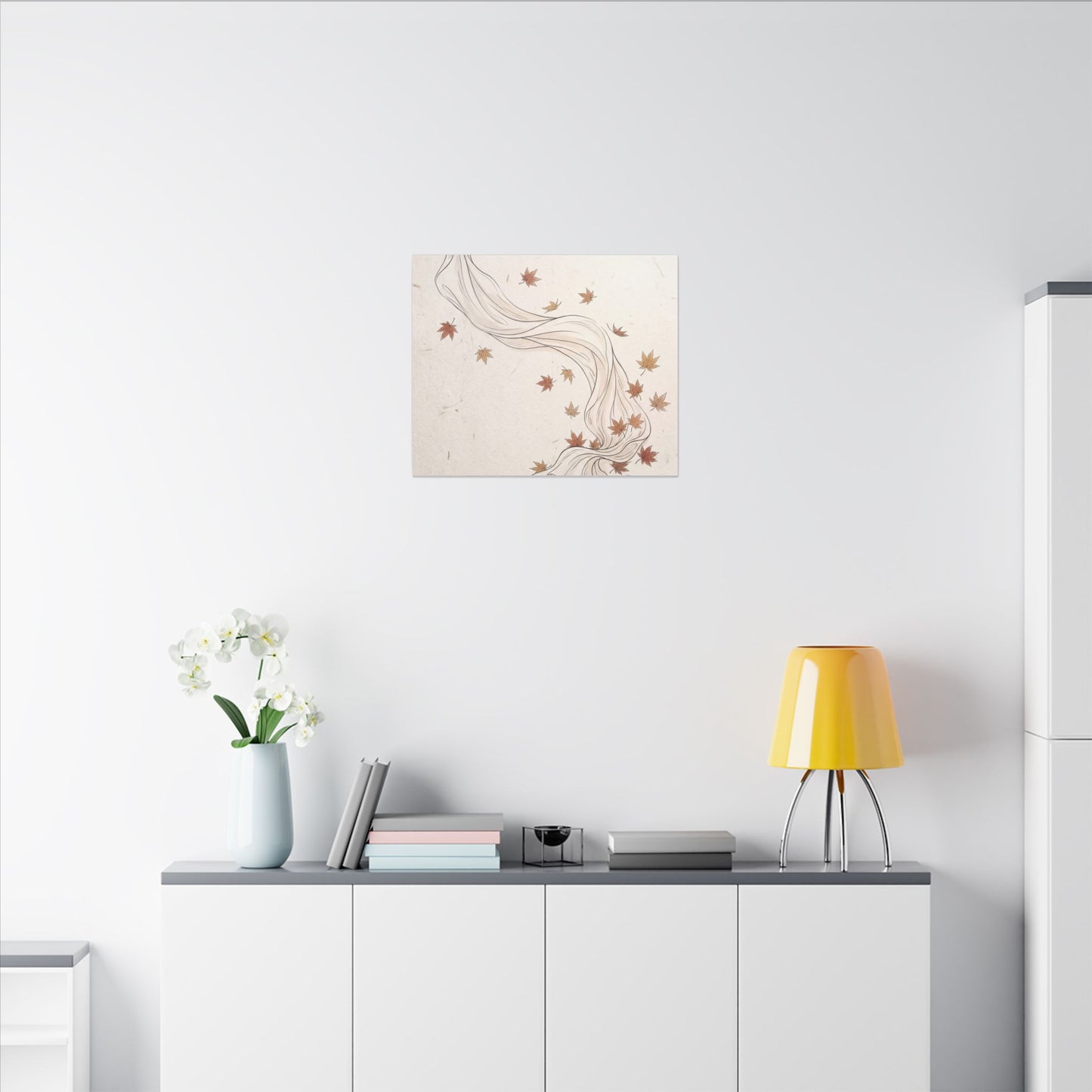 Japandi Silk Drape in Dawn | Minimal Line Canvas Art