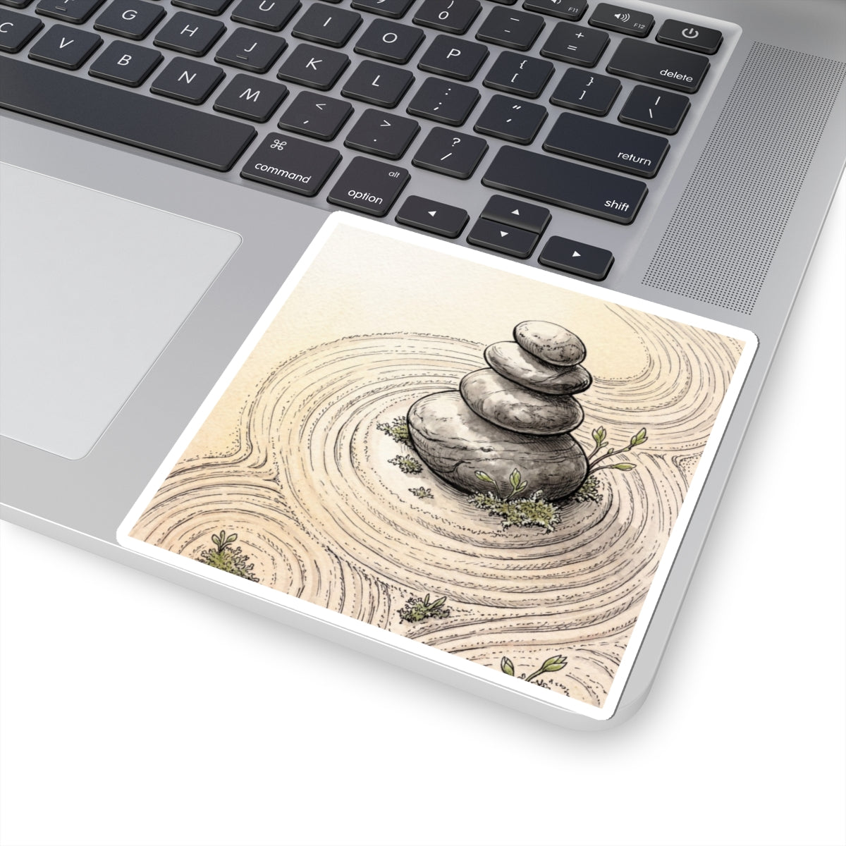 Zen River Stones in Golden Hour | Karesansui Sticker Art Print