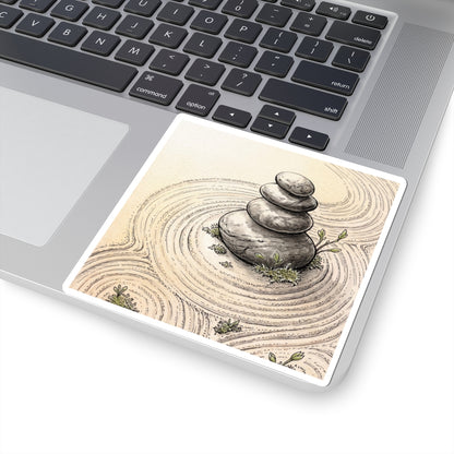 Tranquil River Stones Sticker - Karesansui Zen Art Print