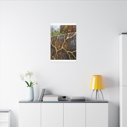 Mono No Aware Rust Patina Canvas Art - Kintsugi Gold Repair