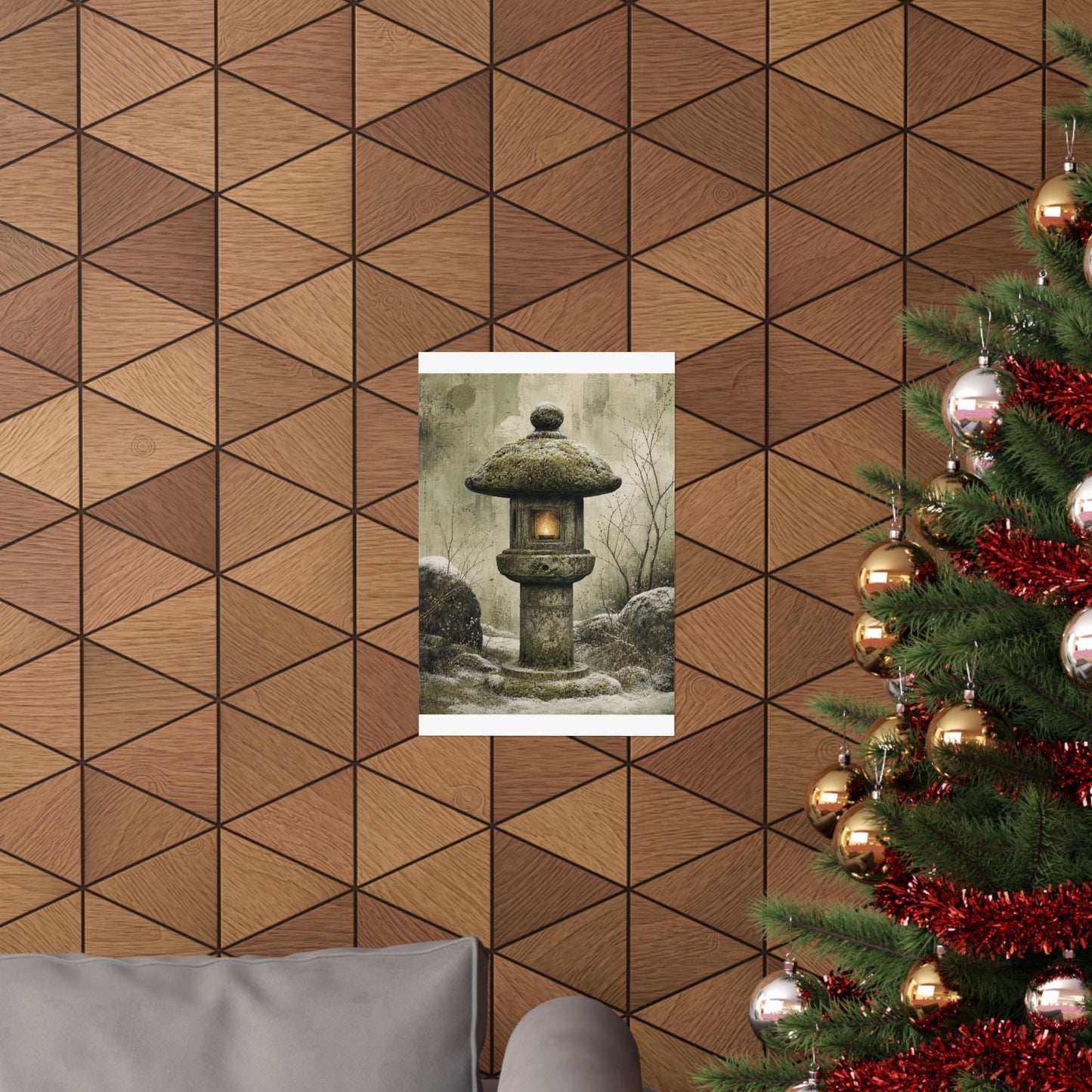 Cozy Stone Lantern Wall Art Print - Texture Japandi