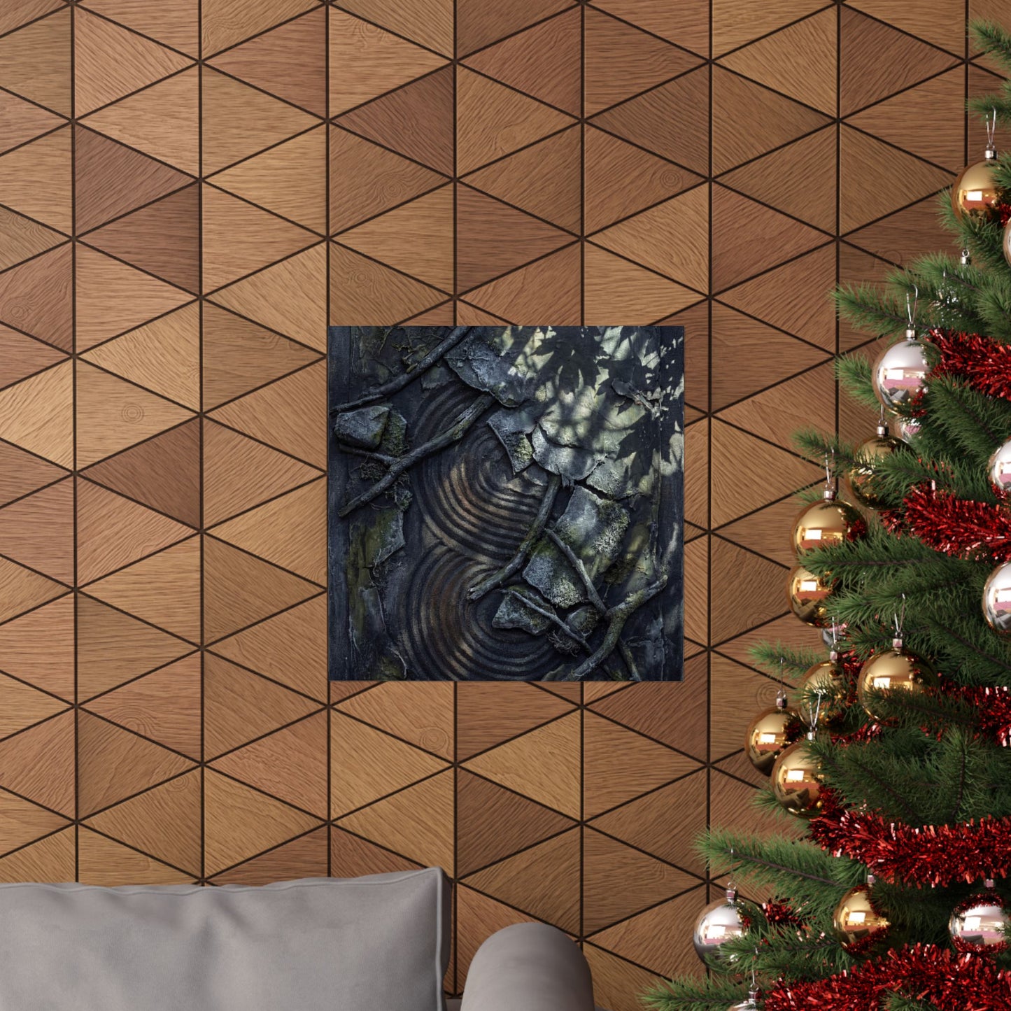 Winter Rock Garden Dark Texture Wall Art Print | Moody Decor
