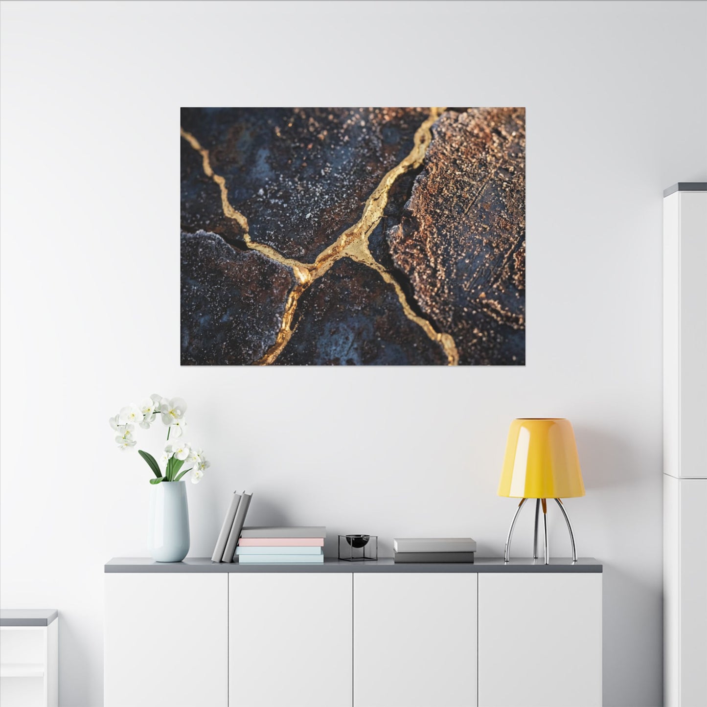 Winter Rust Patina Gold Vein Canvas Art | Resilient Decor