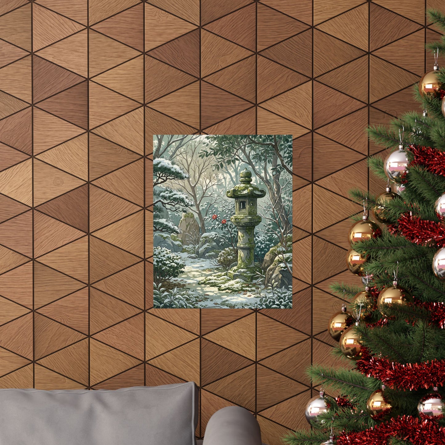 Dappled Stone Lantern Wall Art Print - Japandi Datsuzoku