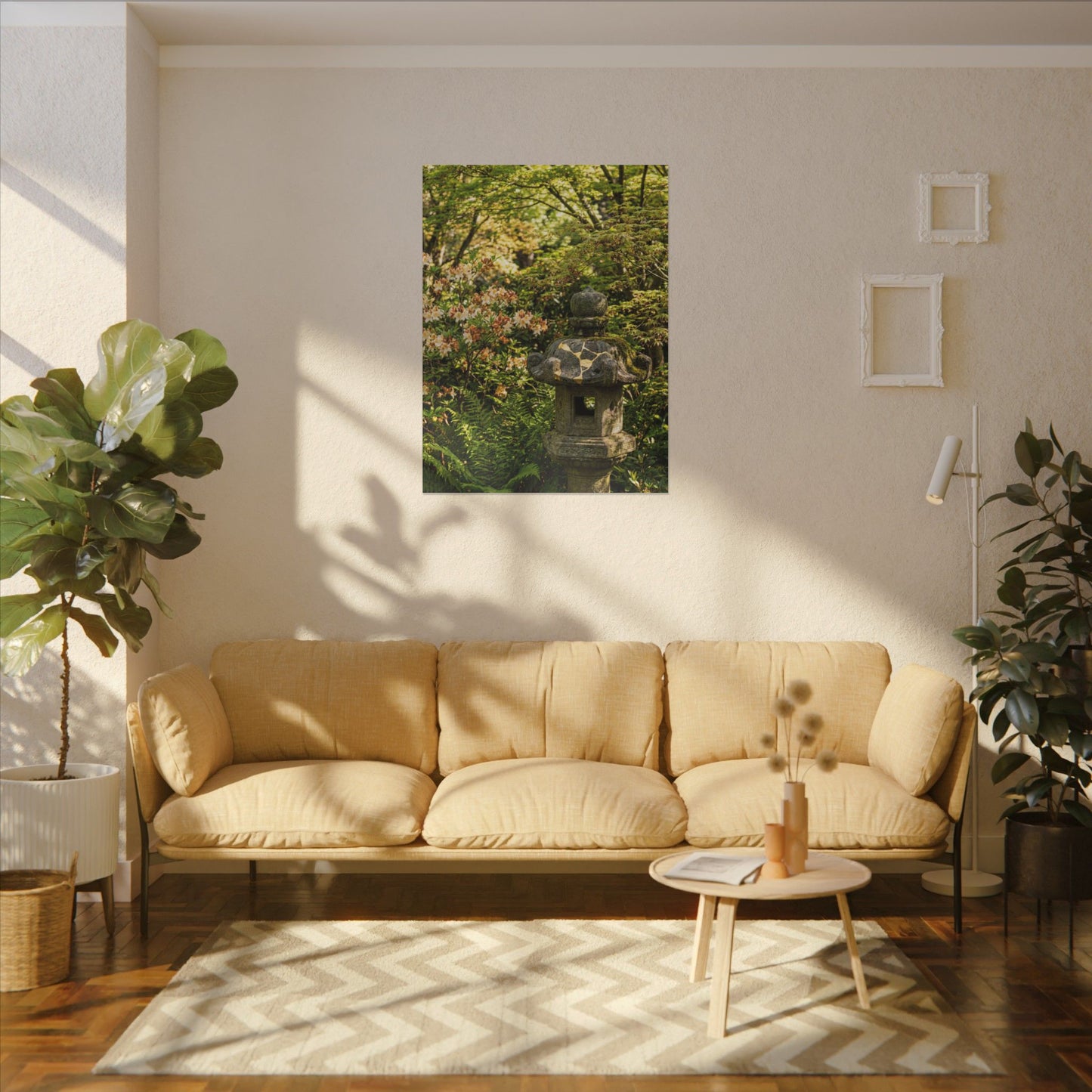 Spring Stone Lantern Gold Repair Canvas Art | Beautiful Decor