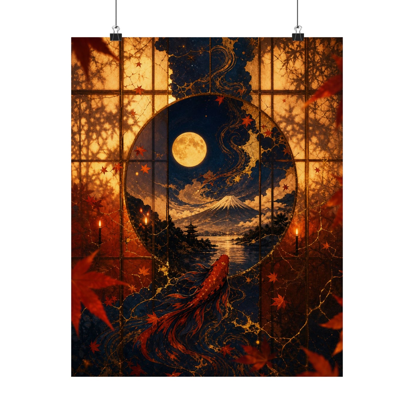 Resilient Shoji Screen Wall Art Print - Gold Vein Kintsugi