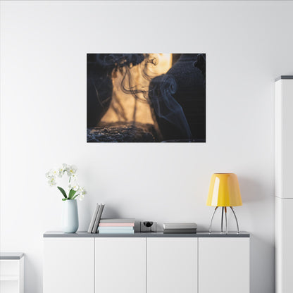 Incense Smoke Canvas Art | Winter Dark Japandi Shadow Zen Art