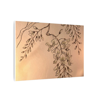 Japandi Wisteria in Candlelight | Minimal Line Canvas Art