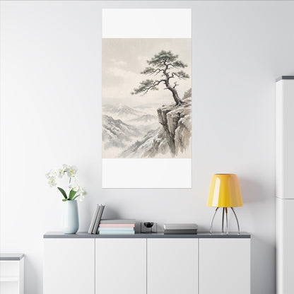 Seijaku Pine Tree Canvas Art - Japandi Japanese Pattern