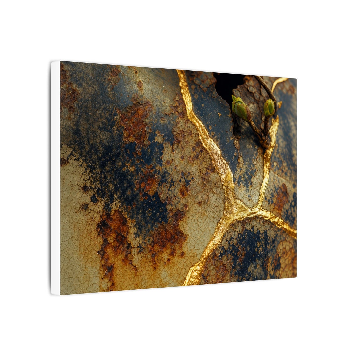 Datsuzoku Rust Patina Canvas Art - Kintsugi Crackle Gold