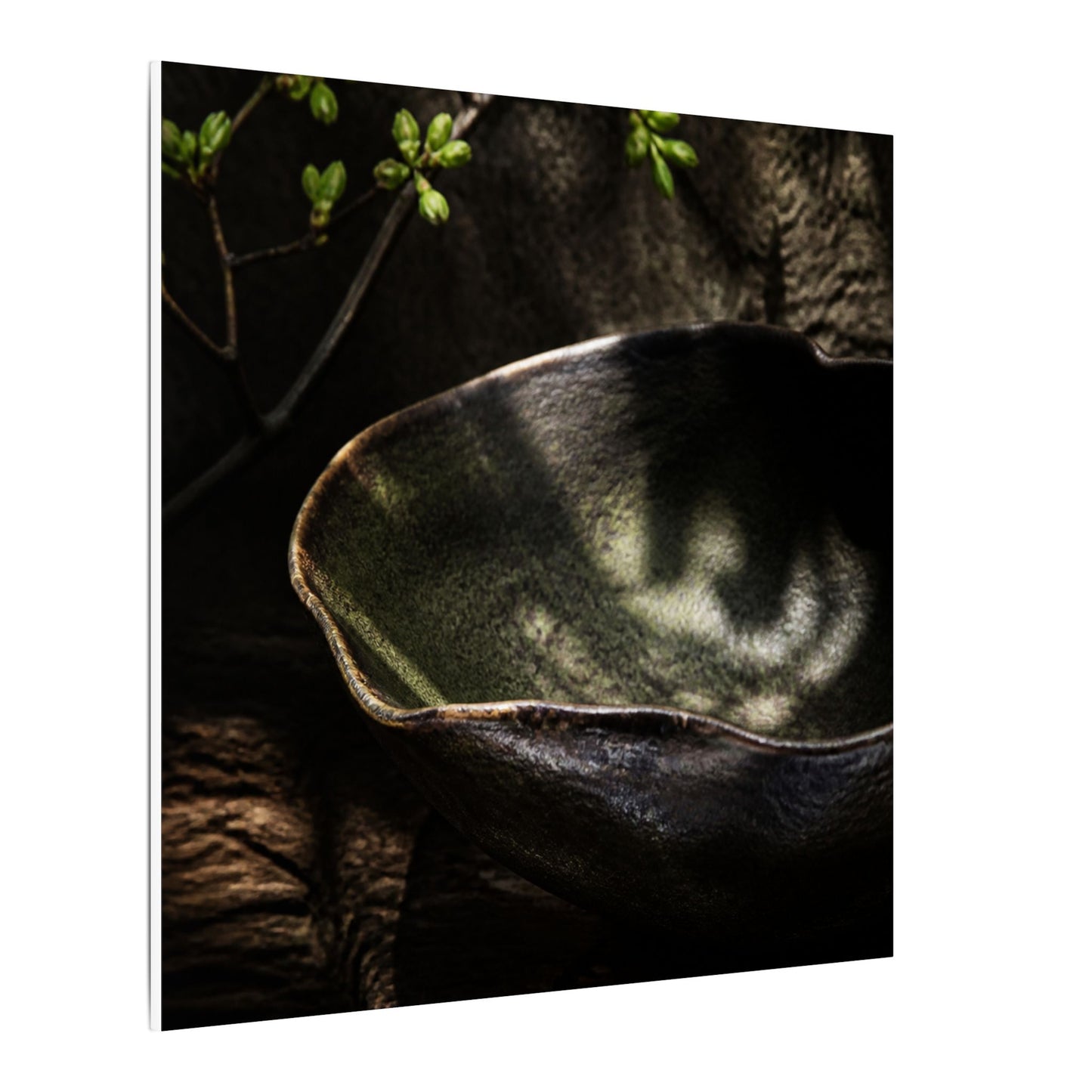 Sophisticated Ceramic Bowl Canvas Art - Dark Texture Dark Japandi