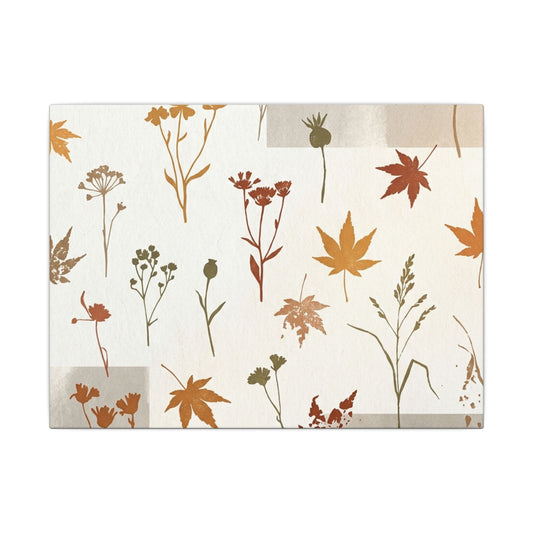 Autumn Dried Flowers Japanese Pattern Canvas Art | Elegant Decor