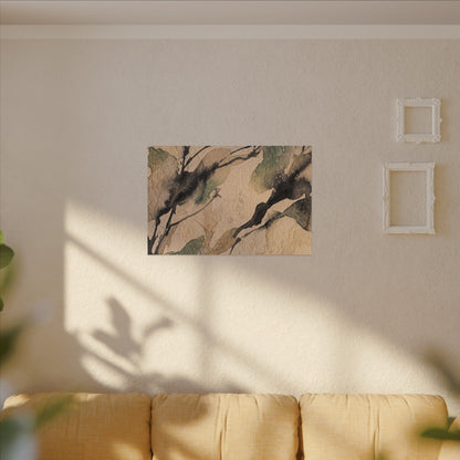 Japandi Shadow Play in Golden Hour | Watercolor Canvas Art