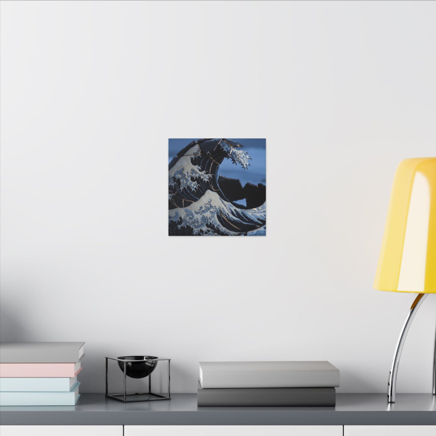 Ocean Wave Canvas Art | Winter Kintsugi Gold Repair Art