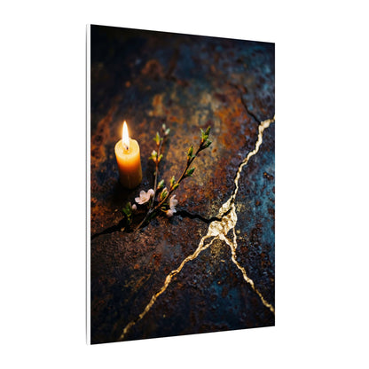 Kintsugi Rust Patina in Candlelight | Gold Repair Canvas Art