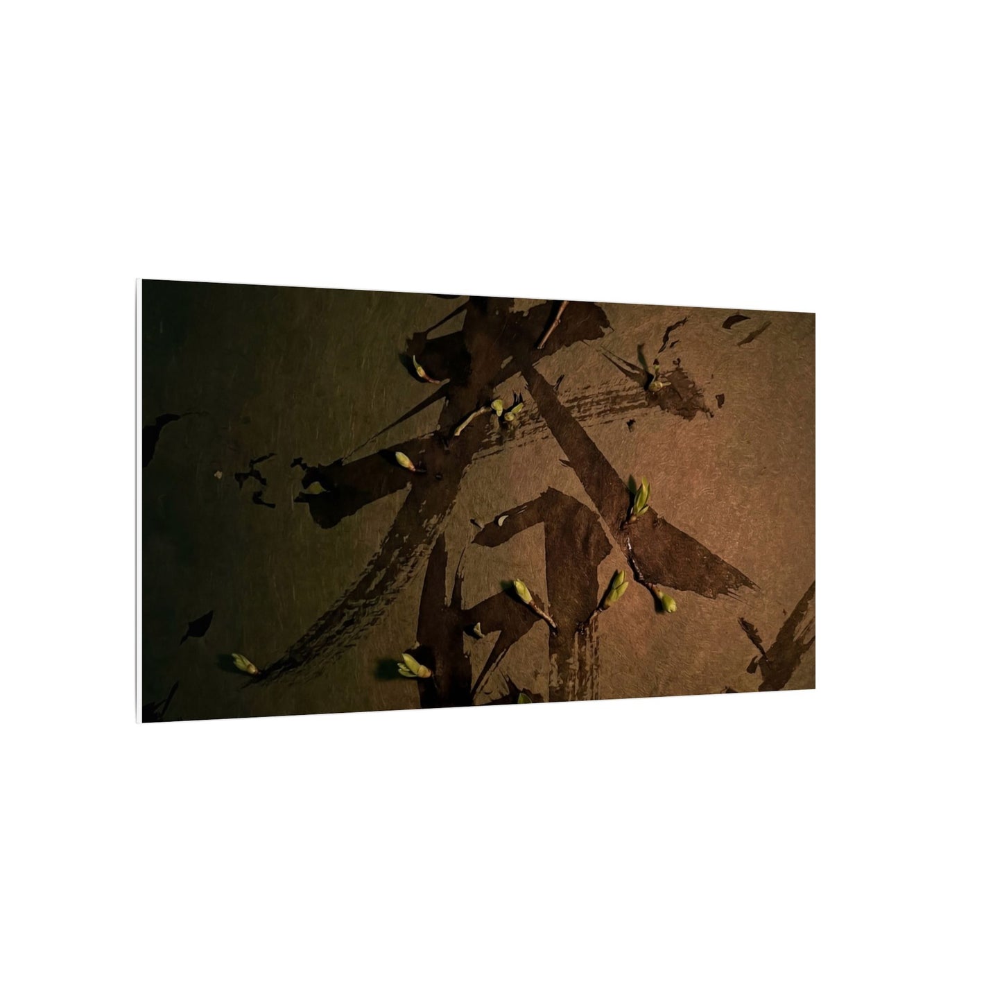 Calligraphy Shadow Zen Canvas Art | Bold Dark Japandi Art