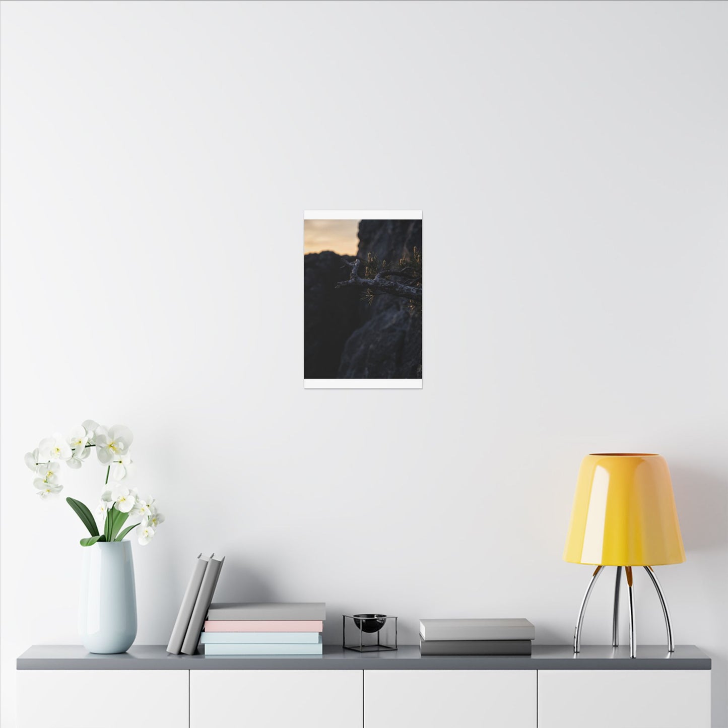Pine Tree Moody Minimal Canvas Art | Sophisticated Dark Japandi Art