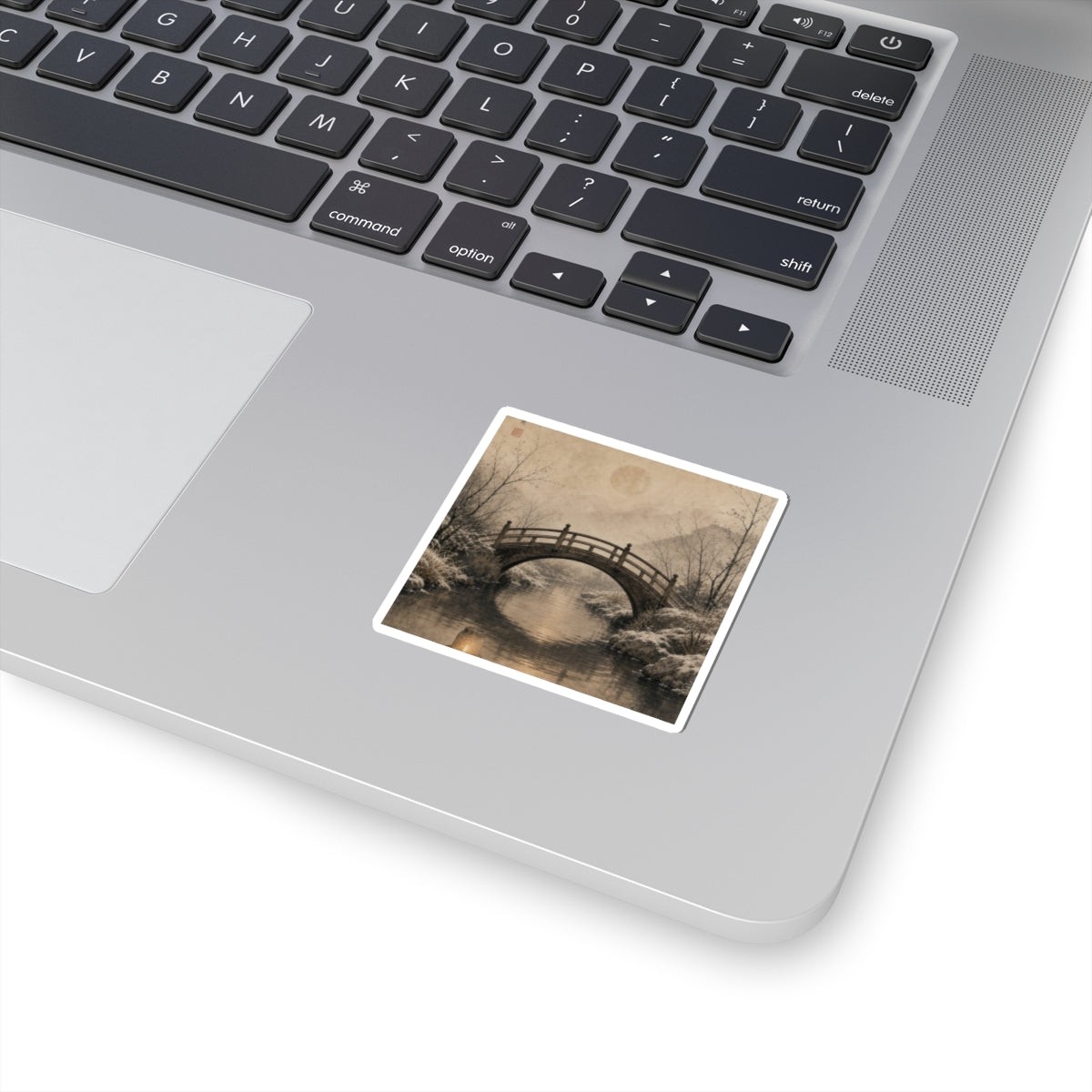 Wooden Bridge Sticker | Winter Japandi Minimal Line Art