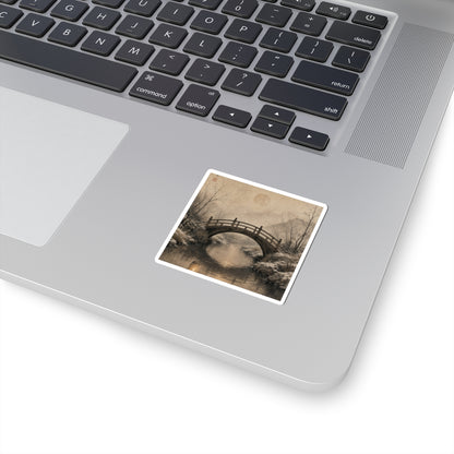 Wooden Bridge Sticker | Winter Japandi Minimal Line Art