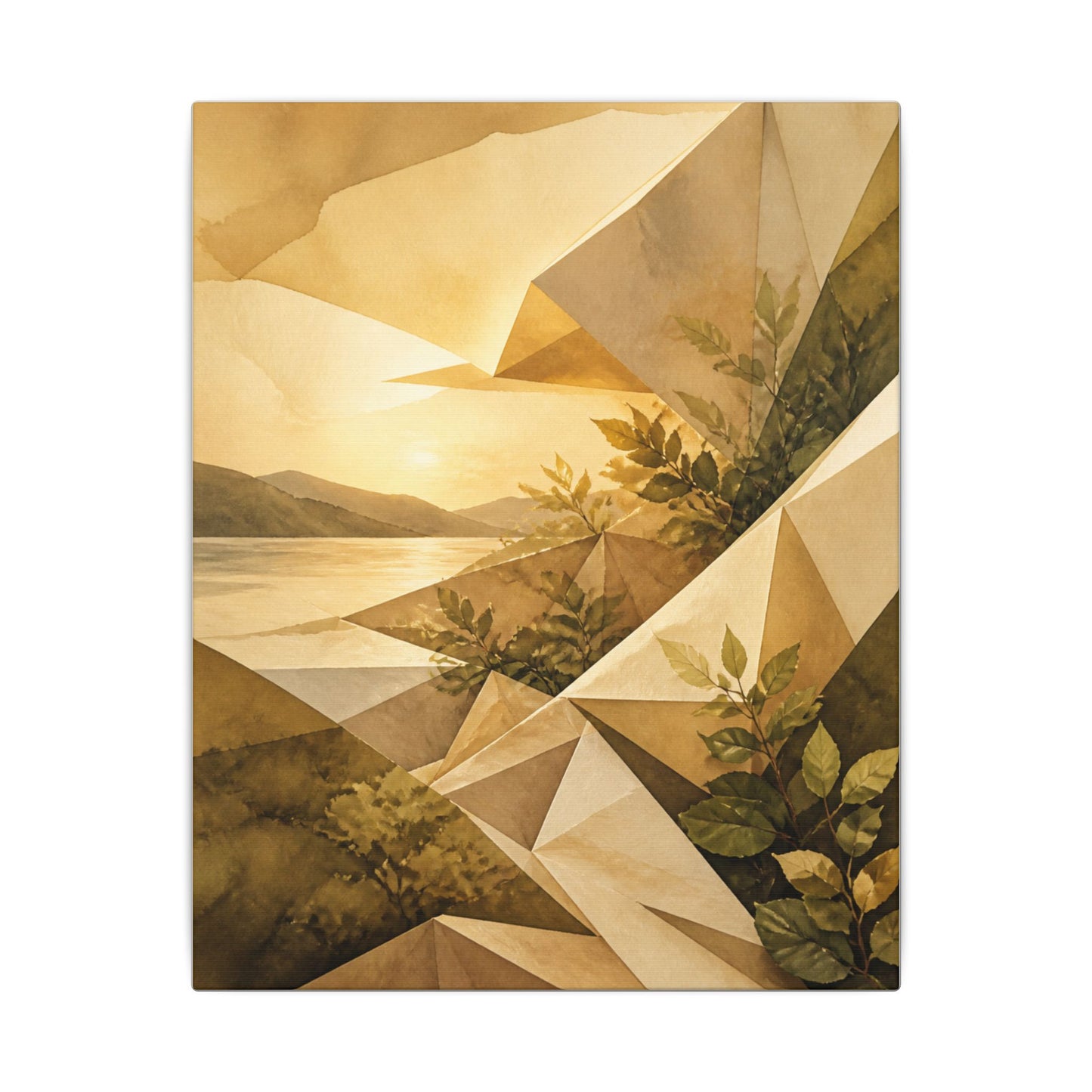 Golden Hour Paper Fold Canvas Art - Japandi Ma