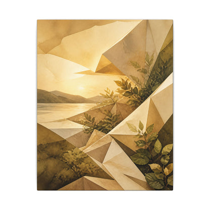 Golden Hour Paper Fold Canvas Art - Japandi Ma