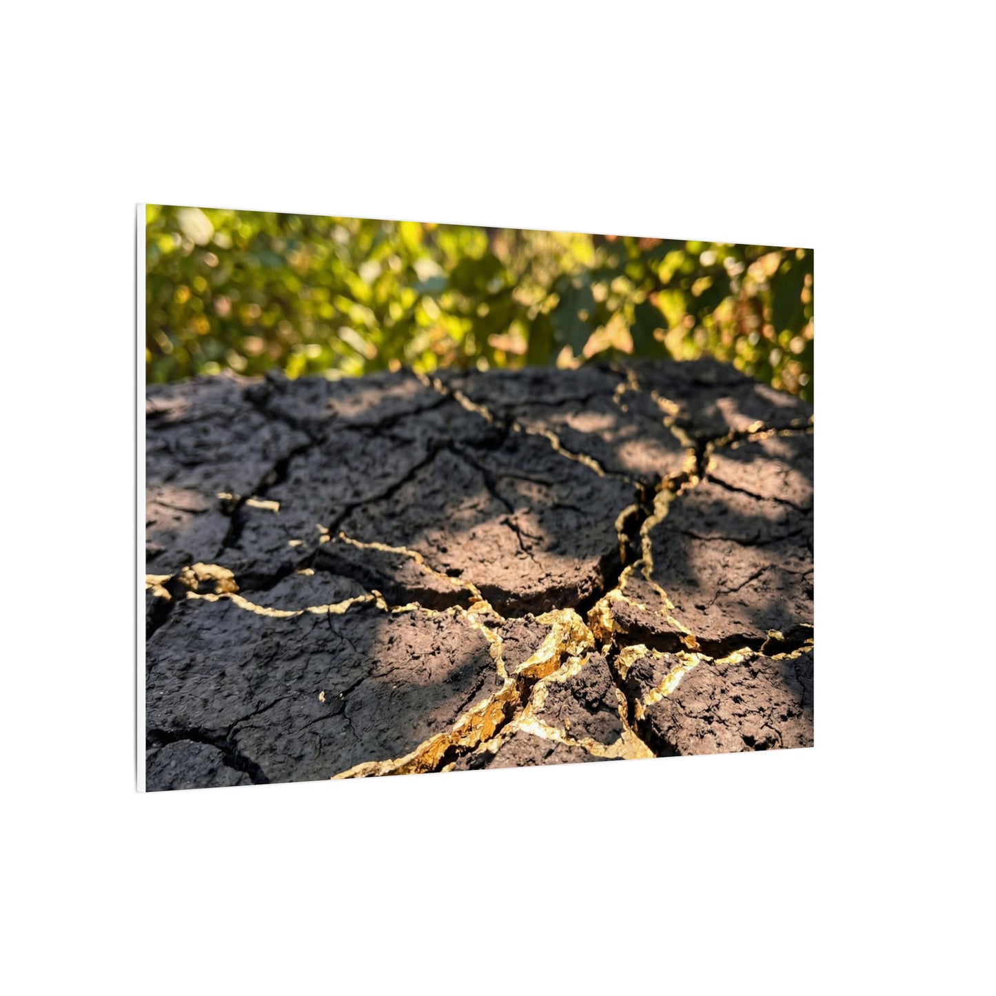 Shibui Cracked Earth Canvas Art - Kintsugi Gold Repair