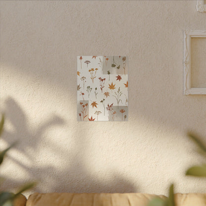Autumn Dried Flowers Japanese Pattern Canvas Art | Elegant Decor