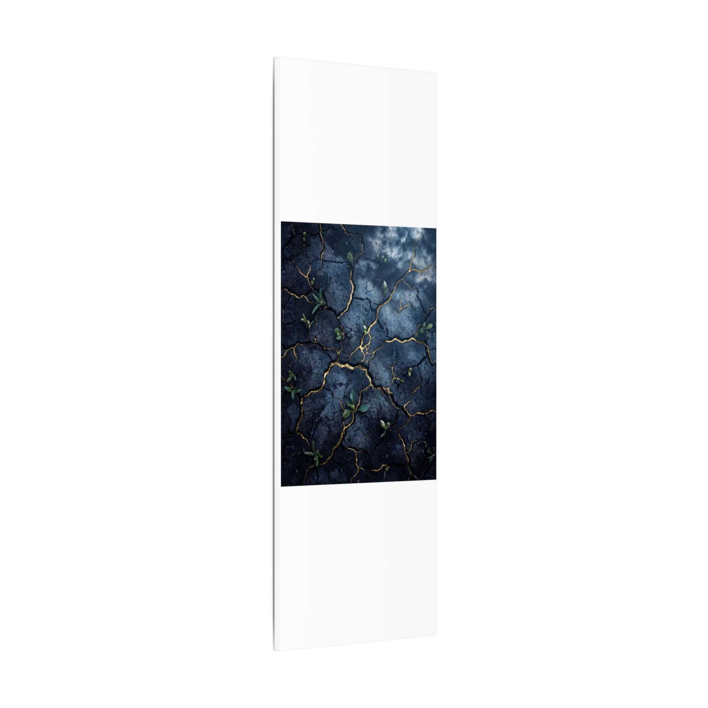 Cracked Earth Spring Canvas Art | Kintsugi Healing Design