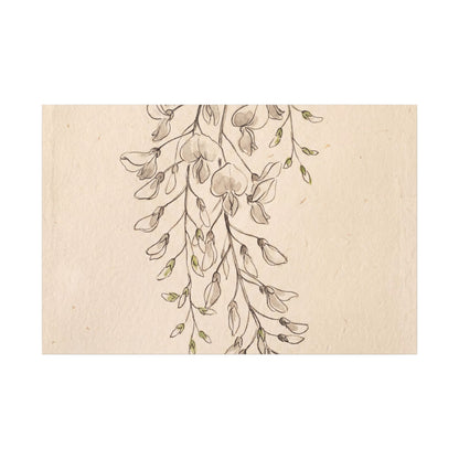 Japandi Wisteria in Golden Hour | Minimal Line Canvas Art