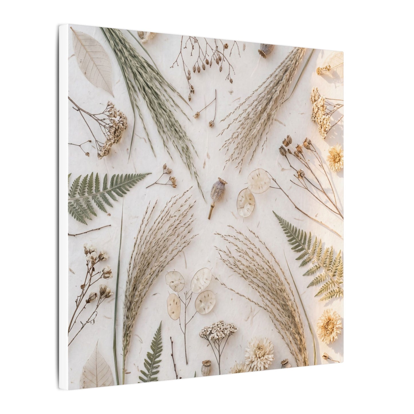 Elegant Dried Flowers Canvas Art - Japanese Pattern Japandi
