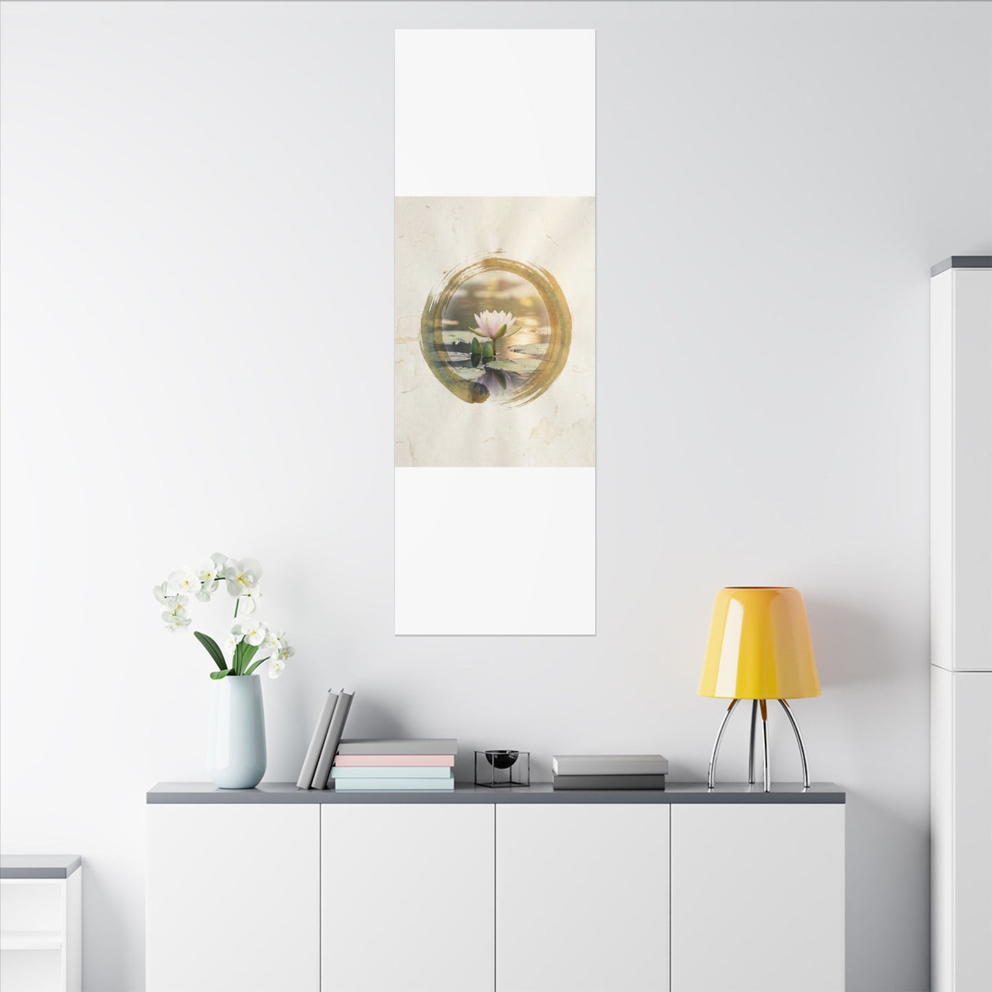 Peaceful Lotus Flower Canvas Art - Enso Zen
