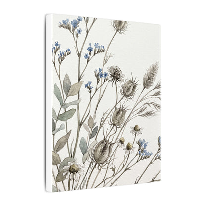 Dried Flowers Canvas Art | Summer Japandi Watercolor Art