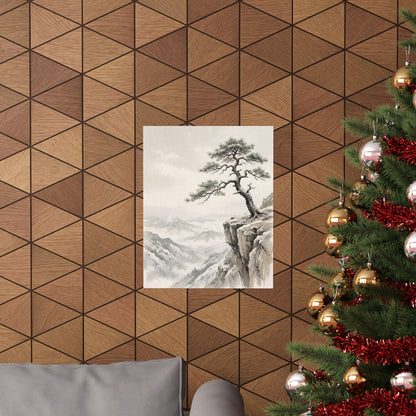 Pine Tree Wall Art Print | Winter Japandi Japanese Pattern Art