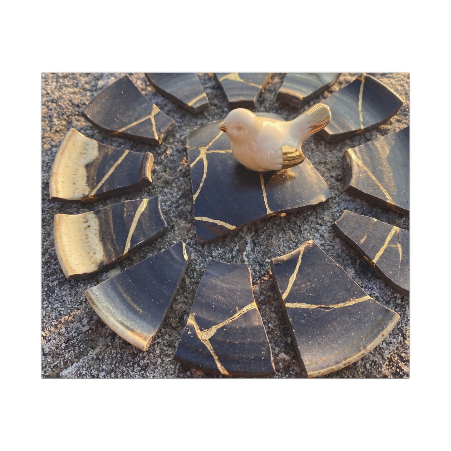 Golden Hour Broken Pottery Canvas Art - Kintsugi Datsuzoku
