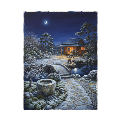 Moonlit Garden Winter Canvas Art | Kintsugi Artful Design
